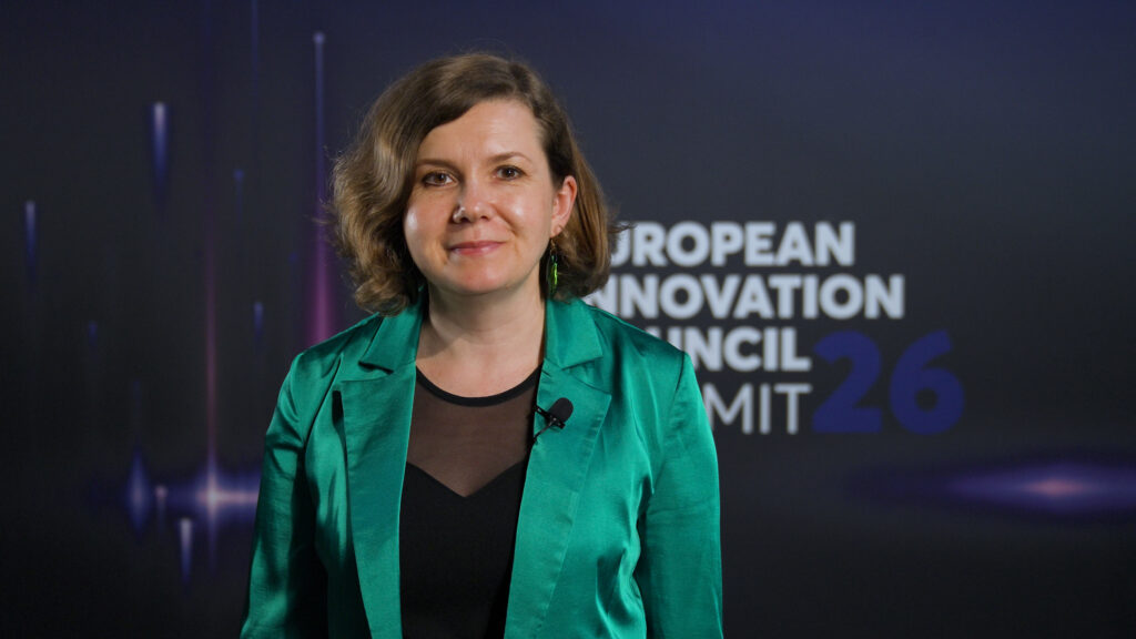 EIC Summit 26 Brussels — speaker interview on a branded set