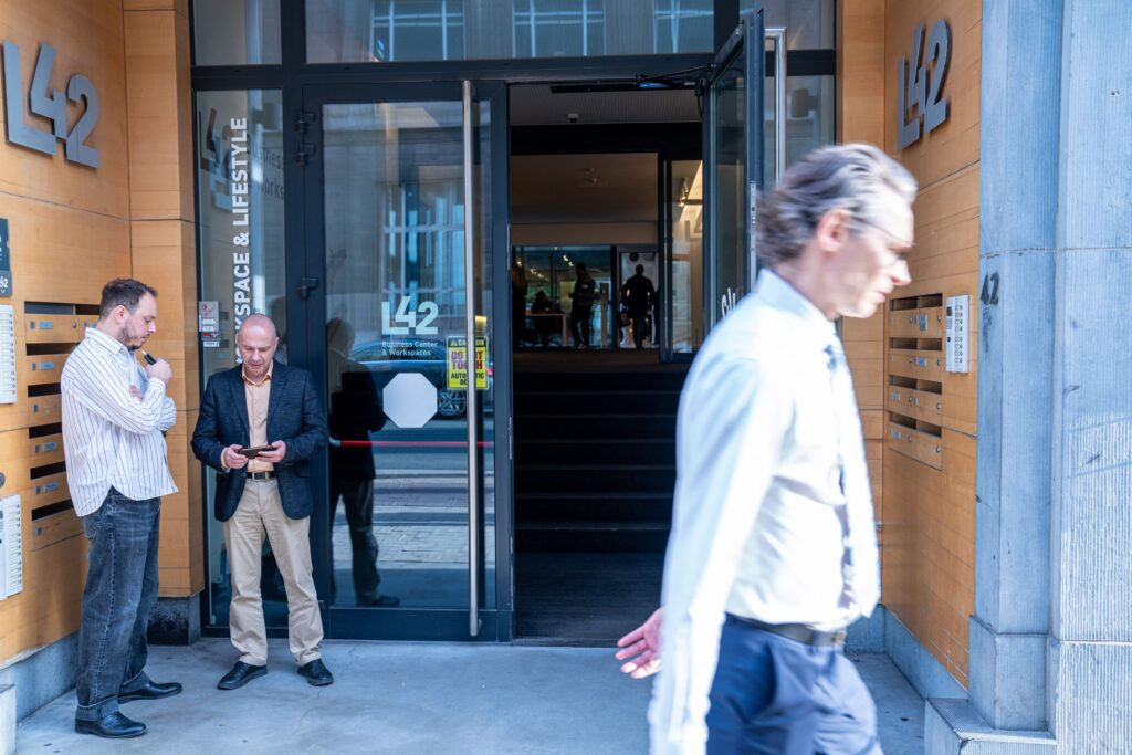 Participants arriving outside the venue, Brussels